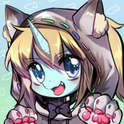 Size: 256x256 | Tagged: artist needed, safe, oc, oc only, species:pony, species:unicorn, abstract background, blushing, cat ears, cat hoodie, cat paws, cute, female, icon, looking at you, mare, open mouth, smiling, solo