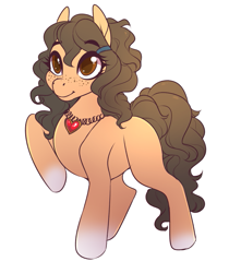 Size: 707x841 | Tagged: artist needed, safe, oc, oc only, species:earth pony, species:pony, /mlp/, cute, female, freckles, jewelry, mare, necklace, raised hoof, simple background, solo, white background