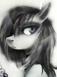 Size: 720x960 | Tagged: artist needed, safe, character:marble pie, species:pony, bust, choker, displeased, lonely inky, portrait, solo