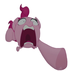 Size: 400x397 | Tagged: safe, edit, edited screencap, screencap, character:pinkie pie, species:earth pony, species:pony, my little pony: the movie (2017), background removed, female, funny, funny as hell, looking at you, mare, open mouth, screaming, shrunken pupils, simple background, solo, teeth, transparent background, vector