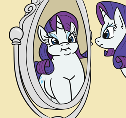 Size: 750x706 | Tagged: artist needed, safe, character:rarity, species:pony, species:unicorn, /mlp/, anorexia, convex mirror, fat, female, mare, mirror, ponified, ponified animal photo, raritubby, reflection, simple background, thick