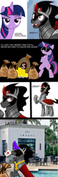 Size: 700x2100 | Tagged: safe, edit, edited screencap, screencap, character:king sombra, character:twilight sparkle, character:twilight sparkle (alicorn), species:alicorn, species:pony, episode:the beginning of the end, g4, my little pony: friendship is magic, bipedal, bits, money, money bag, sunglasses, vector