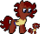 Size: 139x117 | Tagged: artist needed, safe, oc, oc:ruby rouge, species:earth pony, species:pony, clothing, color, colt quest, female, filly, foal, knife, pixel art, shirt, sprite