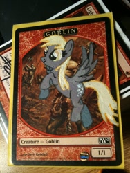 Size: 540x720 | Tagged: artist needed, safe, character:derpy hooves, species:pegasus, species:pony, card, crossover, custom, goblin, irl, magic the gathering, photo, toy