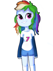 Size: 2250x3000 | Tagged: artist needed, source needed, safe, character:rainbow dash, species:human, my little pony:equestria girls, clothing, cute, dashabetes, female, jersey, simple background, solo, standing, white background