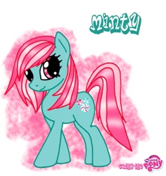 Size: 661x700 | Tagged: artist needed, safe, character:minty, species:earth pony, species:pony, g3, abstract background, female, g3 to g4, generation leap, mare, solo