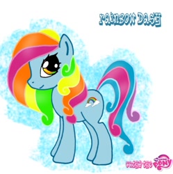 Size: 684x686 | Tagged: artist needed, safe, character:rainbow dash, character:rainbow dash (g3), species:earth pony, species:pony, g3, abstract background, female, g3 to g4, generation leap, mare, solo