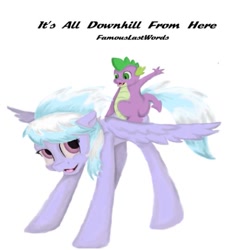 Size: 519x540 | Tagged: artist needed, safe, character:cloudchaser, character:spike, species:dragon, species:pegasus, species:pony, fanfic:it's all going downhill from here, ship:spikechaser, cute, cutechaser, dawwww, dragons riding ponies, fanfic art, female, looking at each other, male, mare, riding, shipping, spikelove, straight