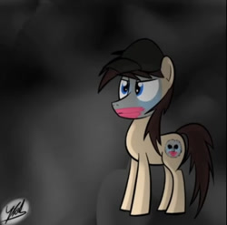 Size: 563x556 | Tagged: artist needed, safe, species:earth pony, species:pony, aron erlichman, clothing, deuce, fog, hat, hollywood undead, male, mask, mist, ponified, rapper, solo, stallion