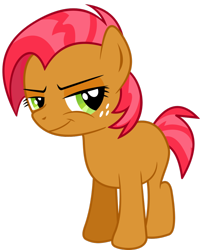 Size: 900x1118 | Tagged: artist needed, safe, character:babs seed, species:pony, episode:one bad apple, g4, my little pony: friendship is magic, adorababs, bedroom eyes, cute, female, filly, freckles, simple background, smiling, smirk, solo, transparent background, vector