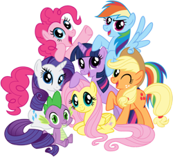 Size: 352x320 | Tagged: artist needed, safe, character:applejack, character:fluttershy, character:pinkie pie, character:rainbow dash, character:rarity, character:spike, character:twilight sparkle, character:twilight sparkle (unicorn), species:dragon, species:earth pony, species:pegasus, species:pony, species:unicorn, female, male, mane seven, mane six, mane six opening poses, mare, stock vector, vector