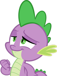 Size: 3057x4093 | Tagged: artist needed, safe, character:spike, species:dragon, faec, fist, lidded eyes, male, simple background, smiling, smirk, solo, transparent background, vector