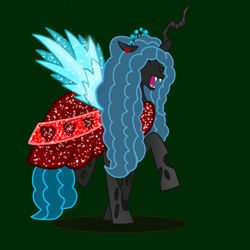 Size: 1000x1000 | Tagged: artist needed, safe, artist:katya, edit, character:queen chrysalis, species:changeling, changeling queen, clothing, dress, female, solo, vector