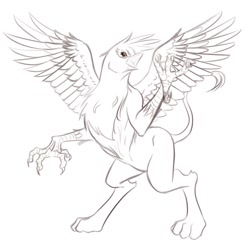 Size: 800x800 | Tagged: artist needed, safe, character:gilda, species:griffon, 30 minute art challenge, bipedal, claws, open mouth, solo, spread wings, wings