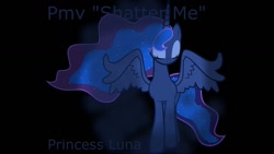 Size: 1280x720 | Tagged: artist needed, safe, character:princess luna, species:alicorn, species:pony, eyes closed, female, lindsey stirling, mare, music video, pmv, shatter me, solo, song reference, spread wings, thumbnail, wings