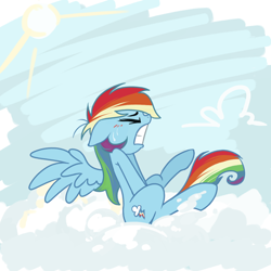 Size: 1000x1000 | Tagged: artist needed, safe, character:rainbow dash, blushing, cloud, cloudy, covering crotch, desperation, female, holding, need to pee, omorashi, potty dance, potty emergency, potty time, sky, solo, sun, sweat, trotting in place