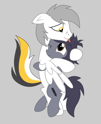 Size: 6536x8000 | Tagged: artist needed, source needed, safe, oc, oc only, oc:kate, oc:kej, species:pony, female, gray background, k+k, male, oc x oc, shipping, simple background, straight, tongue out