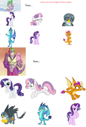 Size: 3104x4600 | Tagged: artist needed, safe, character:gabby, character:princess ember, character:rarity, character:smolder, character:spike, character:starlight glimmer, character:sweetie belle, species:alicorn, species:dragon, species:griffon, species:pony, ship:emberspike, ship:spabby, ship:sparity, ship:spikebelle, episode:the last problem, g4, my little pony: friendship is magic, disgusted, fangirl, female, gigachad spike, love, male, muscles, older, older spike, older sweetie belle, shipping, straight