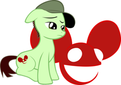 Size: 680x477 | Tagged: artist needed, safe, species:earth pony, species:pony, deadmau5, ponified, simple background, sitting, solo, transparent background