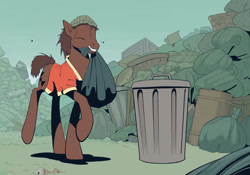 Size: 1000x700 | Tagged: artist needed, safe, oc, species:pony, garbage bin, garbage pony