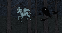 Size: 790x425 | Tagged: artist needed, safe, oc, species:alicorn, species:pony, alicorn oc, creepy, forest, ghost, night