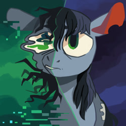 Size: 1200x1200 | Tagged: artist needed, safe, oc, oc only, oc:vylet, species:pony, album cover, bust, portrait, solo, super pony world, surreal, vylet pony
