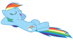Size: 250x151 | Tagged: artist needed, safe, artist:sasha-flyer, character:rainbow dash, species:pegasus, species:pony, animated, animated png, apng for breezies, crossed legs, cute, cutie mark, dashabetes, female, folded wings, hooves behind head, mare, nonchalant, one eye closed, picture for breezies, relaxed, simple background, solo, talking, transparent background, vector, wings