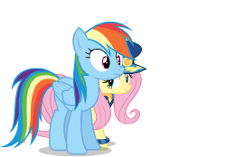 Size: 250x174 | Tagged: artist needed, safe, artist:sasha-flyer, character:fluttershy, character:rainbow dash, species:pony, episode:testing testing 1-2-3, g4, my little pony: friendship is magic, ancient wonderbolts uniform, animated, animated png, clothing, cute, duo, picture for breezies, show accurate, simple background, transparent background, uniform, vector