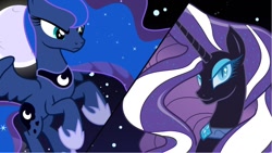 Size: 1280x720 | Tagged: artist needed, safe, character:nightmare rarity, character:princess luna, character:rarity, species:alicorn, species:pony, species:unicorn, thumbnail, youtube link