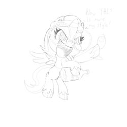 Size: 1920x1920 | Tagged: artist needed, safe, oc, oc only, oc:nyx, species:alicorn, species:pony, g4.5, my little pony:pony life, alicorn oc, clothing, glass, glasses, headband, monochrome, out of character, solo, traditional art, vest, wine glass