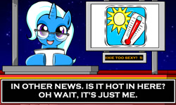 Size: 1004x600 | Tagged: artist needed, source needed, safe, character:trixie, species:pony, exploitable meme, glasses, meme, minty fresh adventure, news meme, stupid sexy trixie