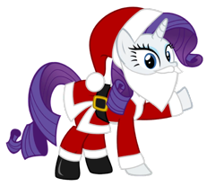Size: 1024x847 | Tagged: artist needed, safe, character:rarity, species:pony, species:unicorn, belt, boots, christmas, clothing, costume, fake beard, female, hat, holiday, horn, looking at you, mare, raised hoof, santa beard, santa claus, santa costume, santa hat, santa hooves, shoes, simple background, solo, transparent background, vector