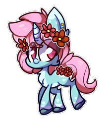 Size: 271x300 | Tagged: artist needed, safe, oc, oc only, oc:scoops, species:pony, species:unicorn, chest fluff, flower, flower in hair, simple background, solo, transparent background, unicorn oc