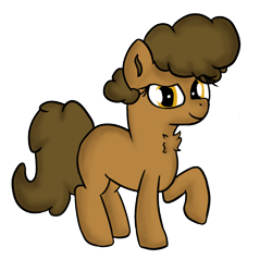Size: 473x473 | Tagged: artist needed, safe, oc, oc only, oc:cookie crumbles, species:earth pony, species:pony, blank flank, chest fluff, cookie, female, food, looking at you, mare, poofy mane, raised hoof, simple background, transparent background