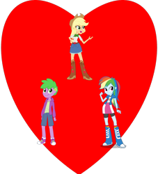 Size: 1000x1100 | Tagged: artist needed, safe, character:applejack, character:rainbow dash, character:spike, ship:applespike, ship:rainbowspike, my little pony:equestria girls, applespikedash, bisexual, female, lesbian, love, love triangle, male, polyamory, shipping, straight