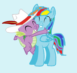 Size: 569x539 | Tagged: artist needed, source needed, safe, character:rainbow dash, character:spike, species:dragon, species:pegasus, species:pony, ship:rainbowspike, female, hug, male, mare, ms paint, shipping, straight