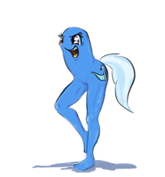 Size: 949x1023 | Tagged: artist needed, safe, character:trixie, species:anthro, species:plantigrade anthro, 2spooky, 4chan, colored, cursed image, female, has magic gone too far?, has science gone too far?, meme, narpnarp, not salmon, oh god damn it no, simple background, solo, two legged creature, wat, white background, why, why would you do that