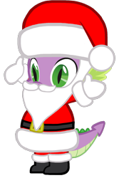 Size: 929x1390 | Tagged: artist needed, safe, character:spike, species:dragon, beard, belly, belt, boots, christmas, clothing, costume, facial hair, fake beard, hat, holiday, male, mittens, santa beard, santa claus, santa costume, santa hat, shoes, simple background, solo, transparent background, vector