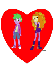 Size: 783x1021 | Tagged: artist needed, source needed, safe, character:adagio dazzle, character:spike, my little pony:equestria girls, adagiospike, disguise, disguised siren, heart, human spike, shipping heart