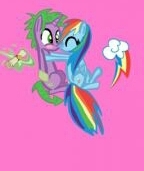 Size: 144x171 | Tagged: artist needed, source needed, safe, character:rainbow dash, character:spike, species:pegasus, species:pony, ship:rainbowspike, female, kissing, male, shipping, straight