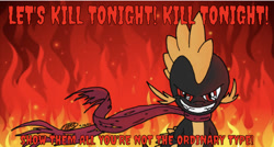 Size: 1224x654 | Tagged: artist needed, safe, edit, editor:undeadponysoldier, character:spike, species:dragon, assspike, badass, bloodshot eye, clothing, elements of insanity, evil, evil grin, fire, grin, hands behind back, implied murder, let's kill tonight, looking at you, male, panic! at the disco, red eye, scarf, sinister, smiling, song reference