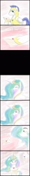 Size: 600x3500 | Tagged: artist needed, safe, character:princess celestia, blushing, comic, cute, female, guardlestia, heart, love letters, male, royal guard, shipping, straight
