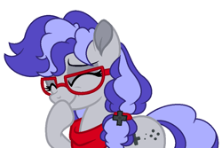 Size: 887x593 | Tagged: artist needed, safe, oc, oc only, oc:cinnabyte, species:earth pony, species:pony, adorkable, bandana, cute, dork, female, heh, mare, smiling, solo