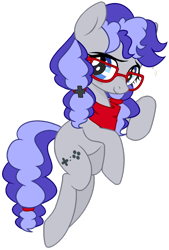 Size: 732x1080 | Tagged: artist needed, safe, oc, oc only, oc:cinnabyte, species:earth pony, species:pony, adorkable, bandana, cute, dork, female, glasses, mare, simple background, smiling, solo, transparent background