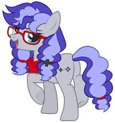 Size: 1011x1080 | Tagged: artist needed, safe, oc, oc only, oc:cinnabyte, species:earth pony, species:pony, adorkable, bandana, butt, cute, dork, female, glasses, looking at you, looking back, looking back at you, mare, ocbetes, rear view, simple background, smug, solo, transparent background