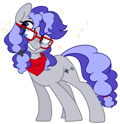 Size: 1047x1080 | Tagged: artist needed, safe, oc, oc only, oc:cinnabyte, species:earth pony, species:pony, adorkable, awkward, bandana, blushing, cute, dork, female, glasses, mare, simple background, smiling, solo, transparent background