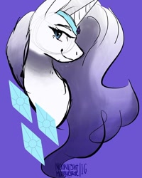 Size: 750x937 | Tagged: artist needed, source needed, safe, character:rarity, species:pony, species:unicorn, g5 leak, bust, cutie mark, female, gradient hair, jewelry, mare, rarity (g5), redesign, simple background, sketch, solo, tiara
