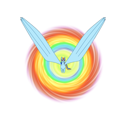 Size: 1477x1477 | Tagged: artist needed, safe, character:rainbow dash, species:pegasus, species:pony, g4, my little pony: friendship is magic, abomination, bad art series, big wings, female, impossibly large wings, looking at you, simple background, solo, sonic rainboom, transparent background, wings