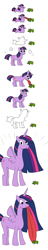 Size: 2600x13555 | Tagged: artist needed, safe, character:twilight sparkle, character:twilight sparkle (alicorn), character:twilight sparkle (unicorn), species:alicorn, species:pony, species:unicorn, episode:the last problem, g4, my little pony: friendship is magic, comedy, comic, frog, licking, meme, princess twilight 2.0, simple background, this isn't even my final form, toad, toad licking, tongue out, transformation, twiggie, upgrade