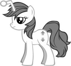 Size: 1278x1194 | Tagged: artist needed, safe, base used, oc, oc only, oc:apathia, species:pony, species:unicorn, /r/mylittlepony, cutie mark, female, grey hair, mare, ponified, reddit, reference, simple background, solo, standing, transparent background, vector